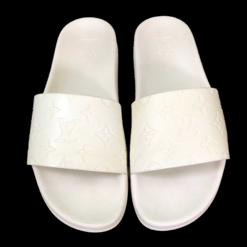 Louis Vuitton Mens White Open Toe Beach Slip-on Slide Sandals Size 7 W/ Coa - Picture 5 of 16
